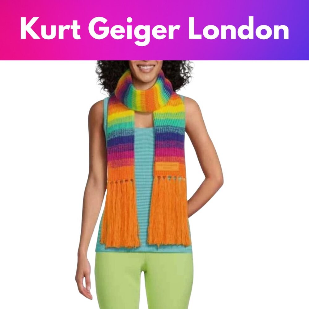Kurt Geiger London Rainbow Fringe Oblong Scarf
